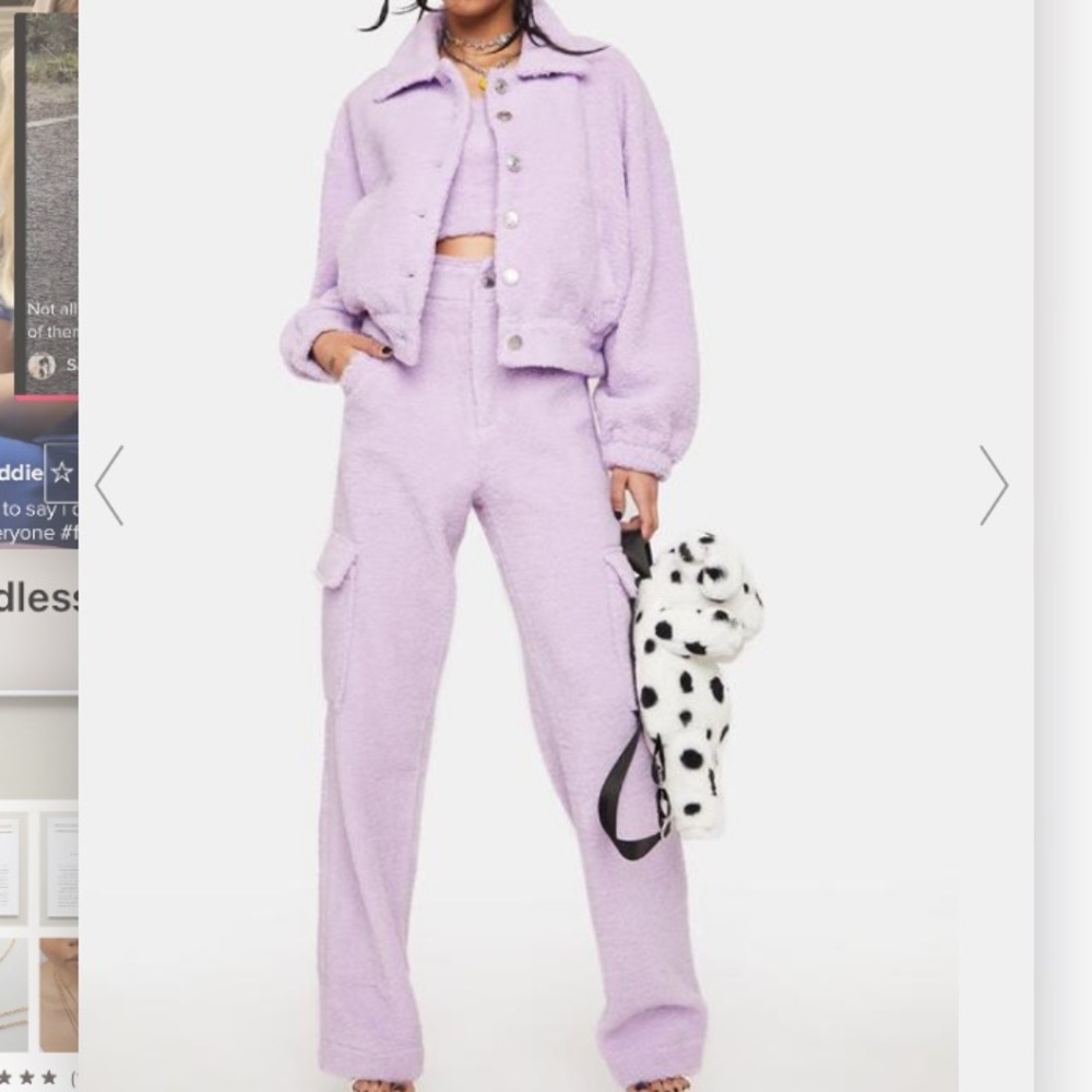 Lilac Purple Sherpa Pant Shirt Jacket 3 Piece Set